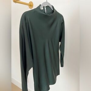 LAFAYETTE 148 Green Mock Neck Long Sleeve Blouse SZ XS